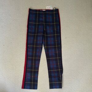 Gretchen Scott Designs Blue and Red Capris with Bold Plaid Pattern